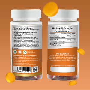 Alternative view of Turmeric and Ginger Gummies | 60 Vegan Pro Gummies | Natural Peach Flavour
